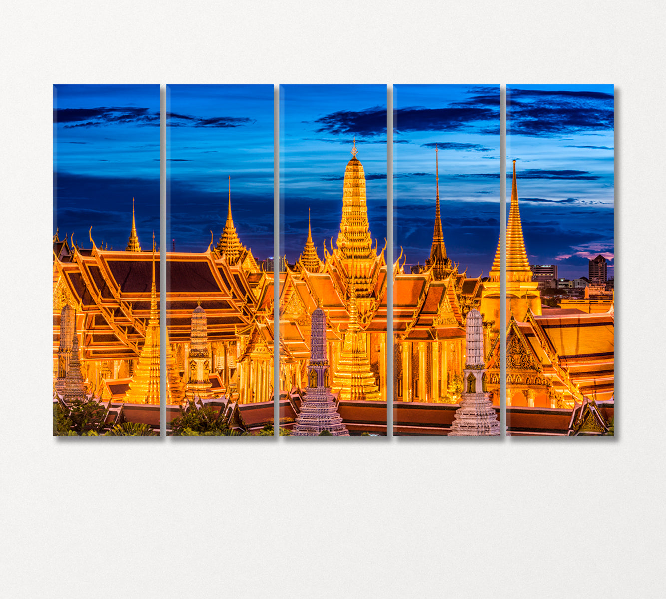 Emerald Buddha Temple Bangkok Thailand Canvas Print-CetArt-5 Panels-36x24 inches-CetArt