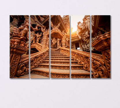 Temple of Truth in Naklua Pattaya Canvas Print-Canvas Print-CetArt-5 Panels-36x24 inches-CetArt