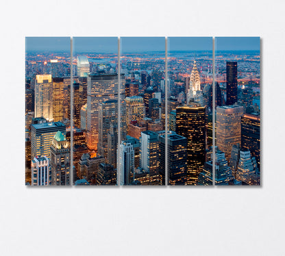 Sunset over Manhattan New York Canvas Print-Canvas Print-CetArt-5 Panels-36x24 inches-CetArt