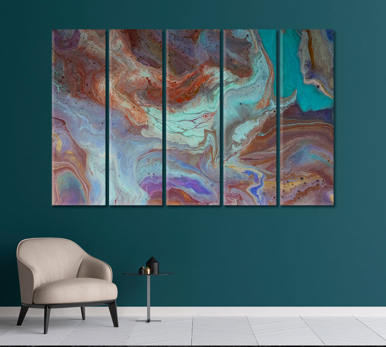 Abstract Fluid Colorful Mix of Vibrant Marble Swirls Canvas Print-Canvas Print-CetArt-1 Panel-24x16 inches-CetArt