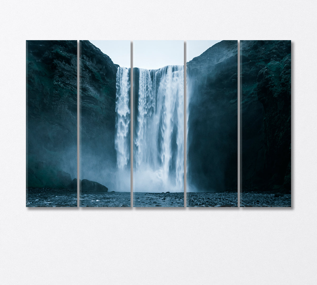 Famous Skogafoss Waterfall in Iceland Canvas Print-Canvas Print-CetArt-5 Panels-36x24 inches-CetArt