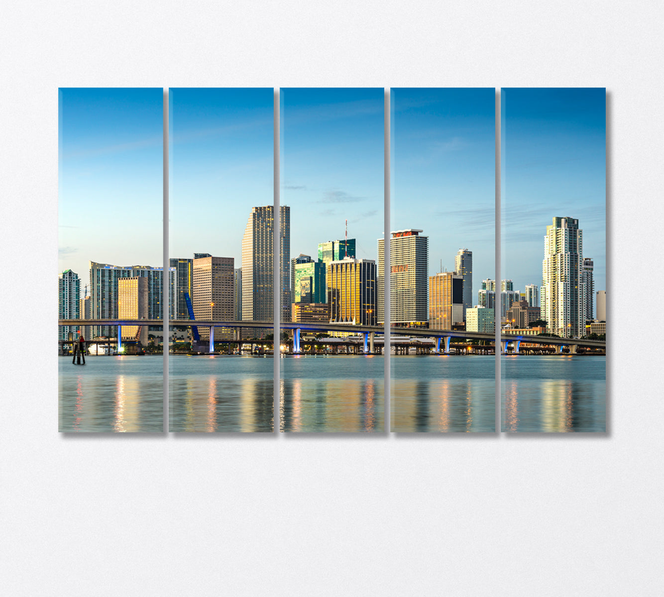Skyline of Miami Florida USA Canvas Print-Canvas Print-CetArt-5 Panels-36x24 inches-CetArt