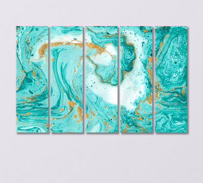 Creative Abstract Liquid Turquoise Pattern Canvas Print-Canvas Print-CetArt-5 Panels-36x24 inches-CetArt