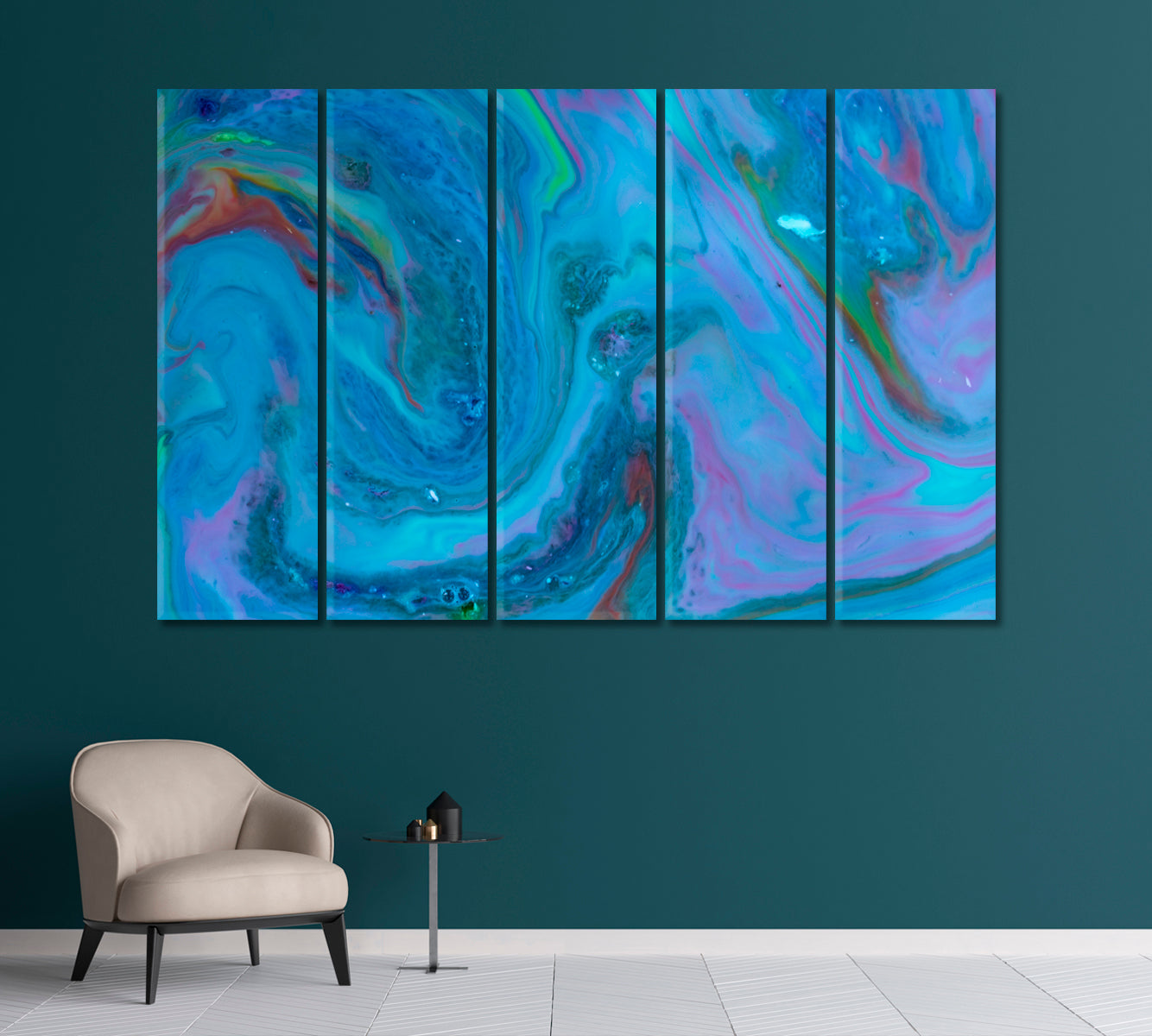 Abstract Blue Contemporary Waves Canvas Print-Canvas Print-CetArt-1 Panel-24x16 inches-CetArt