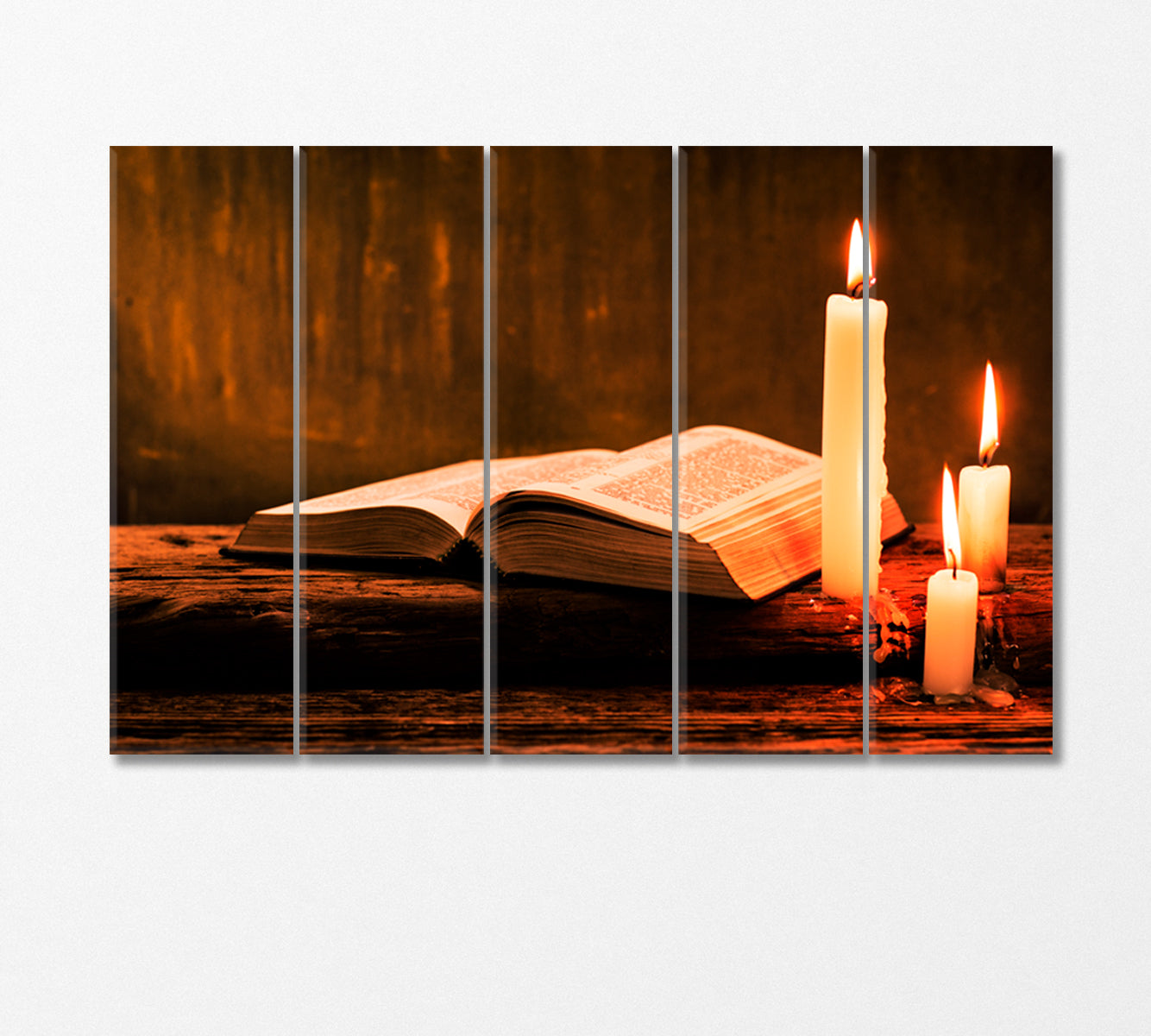 Bible with Candles Canvas Print-CetArt-5 Panels-36x24 inches-CetArt
