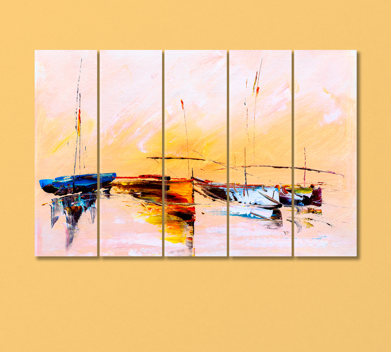Four Watercolor Abstract Sailing Boats Canvas Print-Canvas Print-CetArt-5 Panels-36x24 inches-CetArt