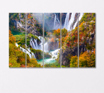 Waterfalls of Plitvice Park Croatia Canvas Print-Canvas Print-CetArt-5 Panels-36x24 inches-CetArt