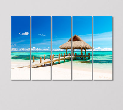 Gazebo on a Tropical Beach Cap Cana Dominican Republic Canvas Print-Canvas Print-CetArt-5 Panels-36x24 inches-CetArt