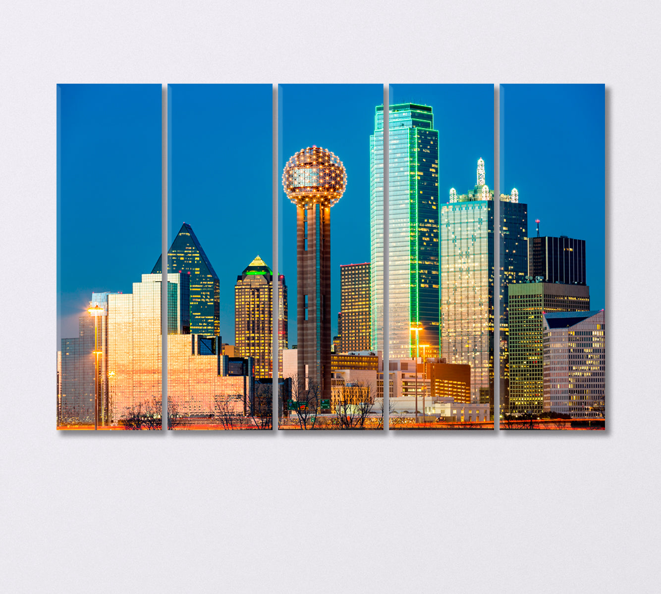 Dallas Skyline at Sunset USA Canvas Print-Canvas Print-CetArt-5 Panels-36x24 inches-CetArt