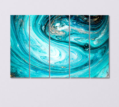 Abstract Blue Ocean Waves Canvas Print-Canvas Print-CetArt-5 Panels-36x24 inches-CetArt