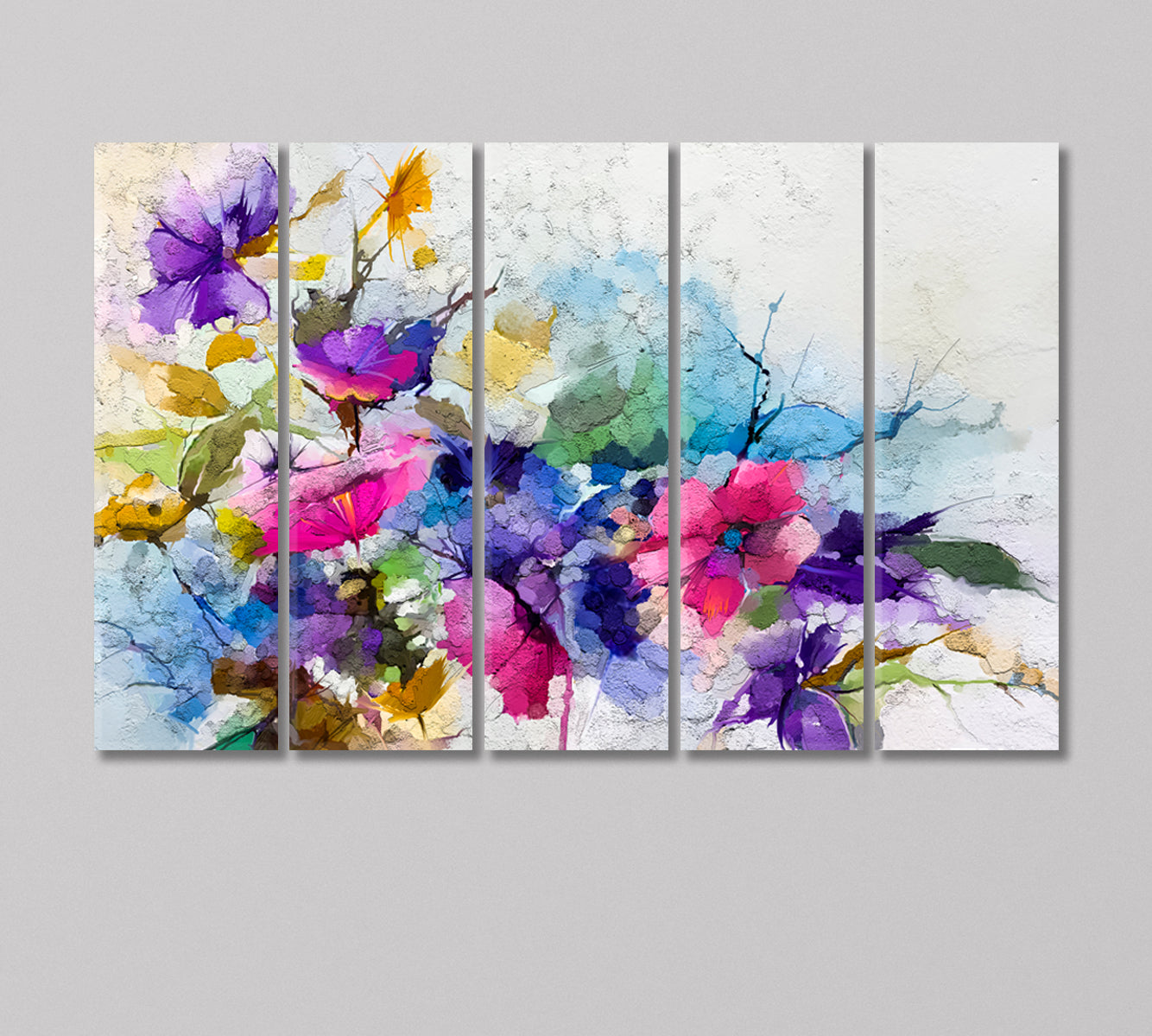 Modern Abstract Flowers Canvas Print-Canvas Print-CetArt-5 Panels-36x24 inches-CetArt