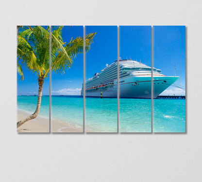 Cruise Ship at Tropical Port Canvas Print-Canvas Print-CetArt-5 Panels-36x24 inches-CetArt