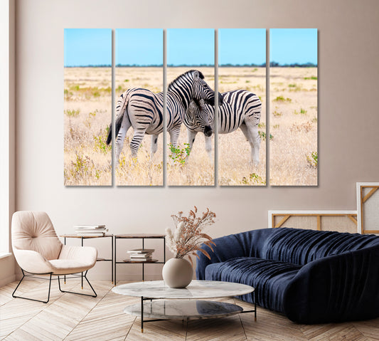 Family of African Zebras Canvas Print-Canvas Print-CetArt-1 Panel-24x16 inches-CetArt