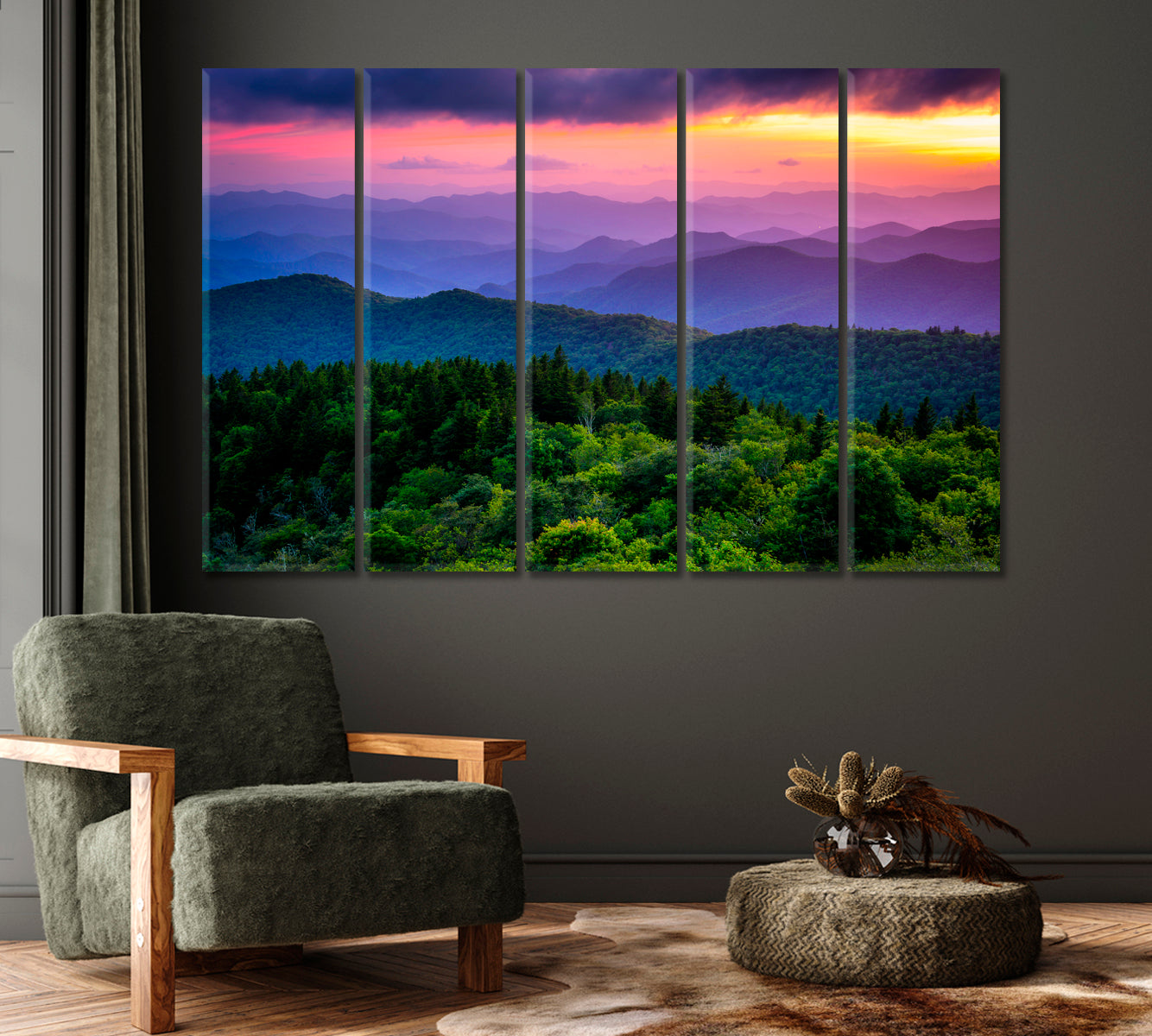 Sunset from Cowee Mountains North Carolina Canvas Print-Canvas Print-CetArt-1 Panel-24x16 inches-CetArt