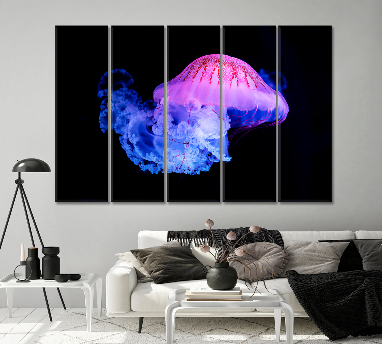 Purple Striped Jellyfish Canvas Print-Canvas Print-CetArt-1 Panel-24x16 inches-CetArt