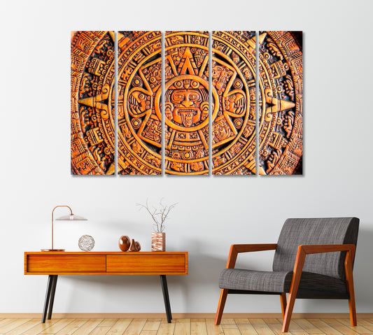 Aztec Calendar Canvas Print-Canvas Print-CetArt-1 Panel-24x16 inches-CetArt