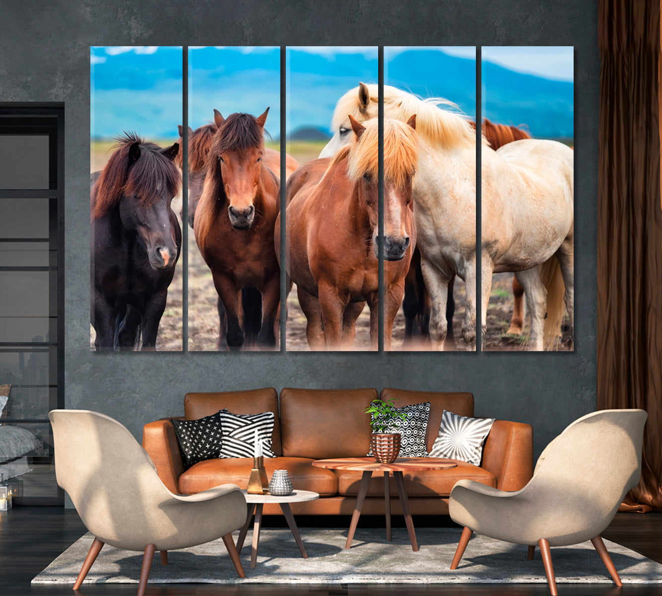 Herd of Wild Horses Canvas Print-Canvas Print-CetArt-1 Panel-24x16 inches-CetArt