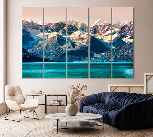 Snow Capped Mountains of Alaska Glacier Bay National Park Canvas Print-Canvas Print-CetArt-1 Panel-24x16 inches-CetArt