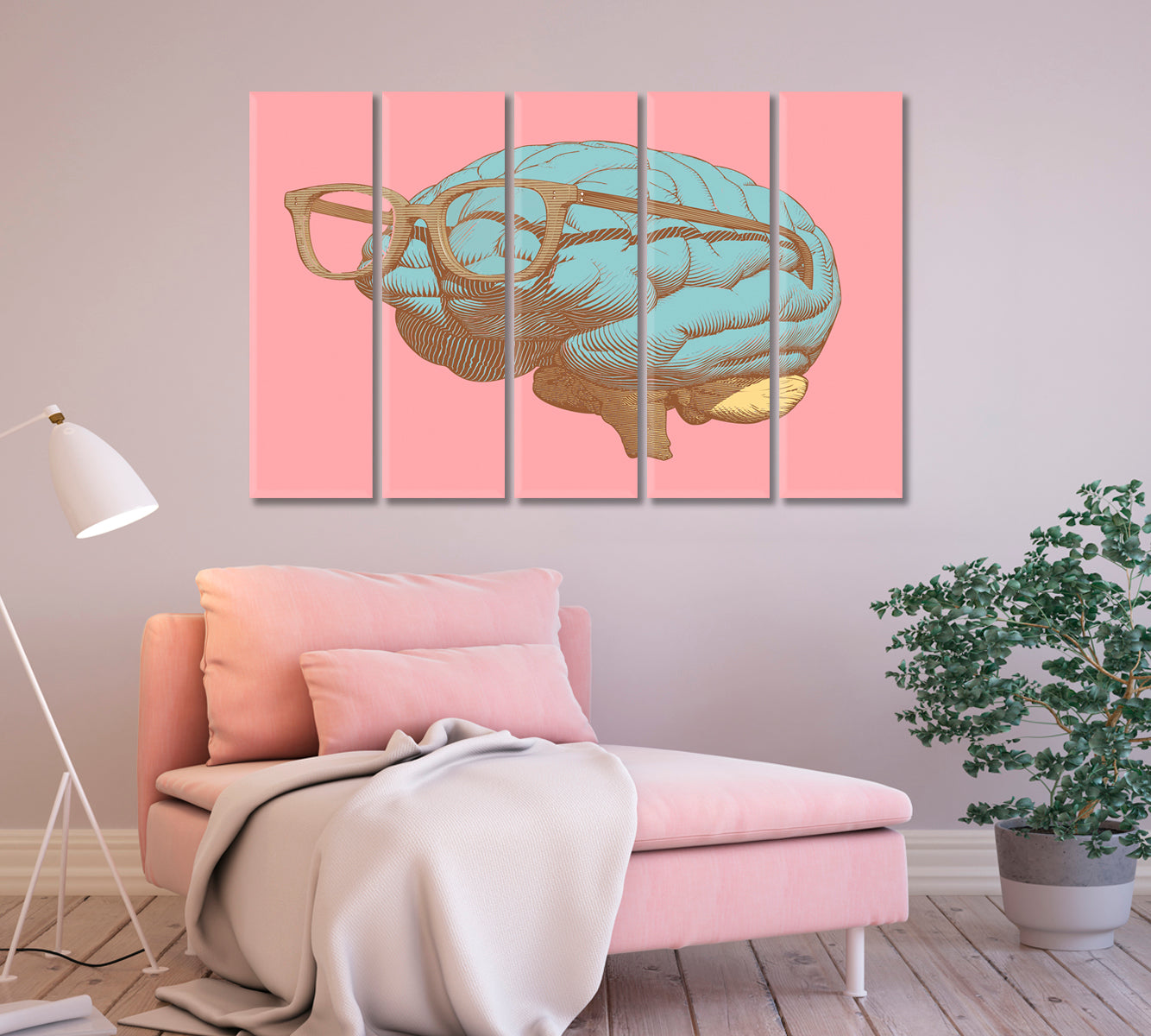 Brain with Glasses Canvas Print-Canvas Print-CetArt-1 Panel-24x16 inches-CetArt