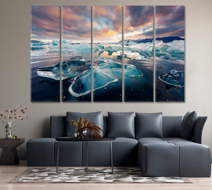 Icebergs in Jokulsarlon Glacial Lagoon Southeast Iceland Canvas Print-Canvas Print-CetArt-1 Panel-24x16 inches-CetArt