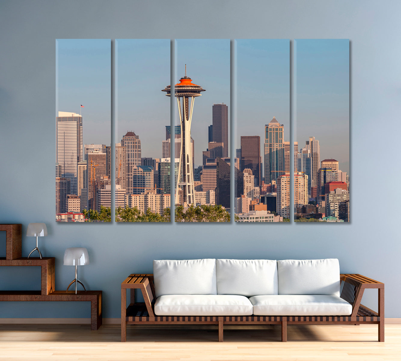 Seattle Skyline Panorama at Sunset Washington USA Canvas Print-Canvas Print-CetArt-1 Panel-24x16 inches-CetArt