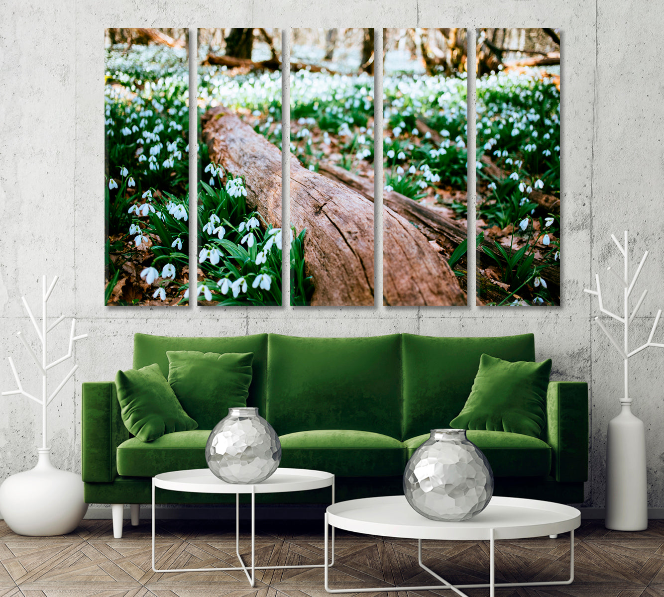 Snowdrops in Forest Canvas Print-Canvas Print-CetArt-1 Panel-24x16 inches-CetArt