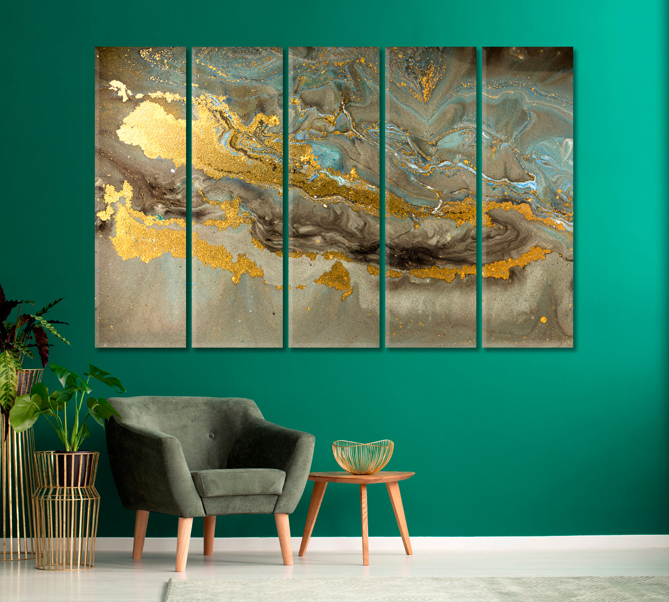 Grey and Gold Marble Pattern Canvas Print-Canvas Print-CetArt-1 Panel-24x16 inches-CetArt