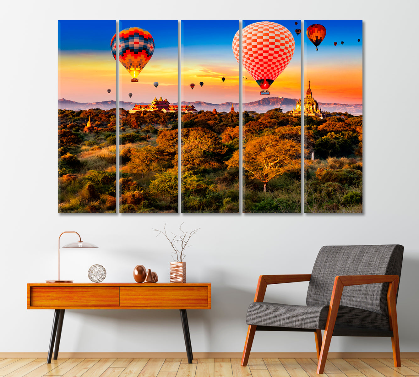 Hot Air Balloons in Dawn over Ananda Temple Bagan Canvas Print-Canvas Print-CetArt-1 Panel-24x16 inches-CetArt