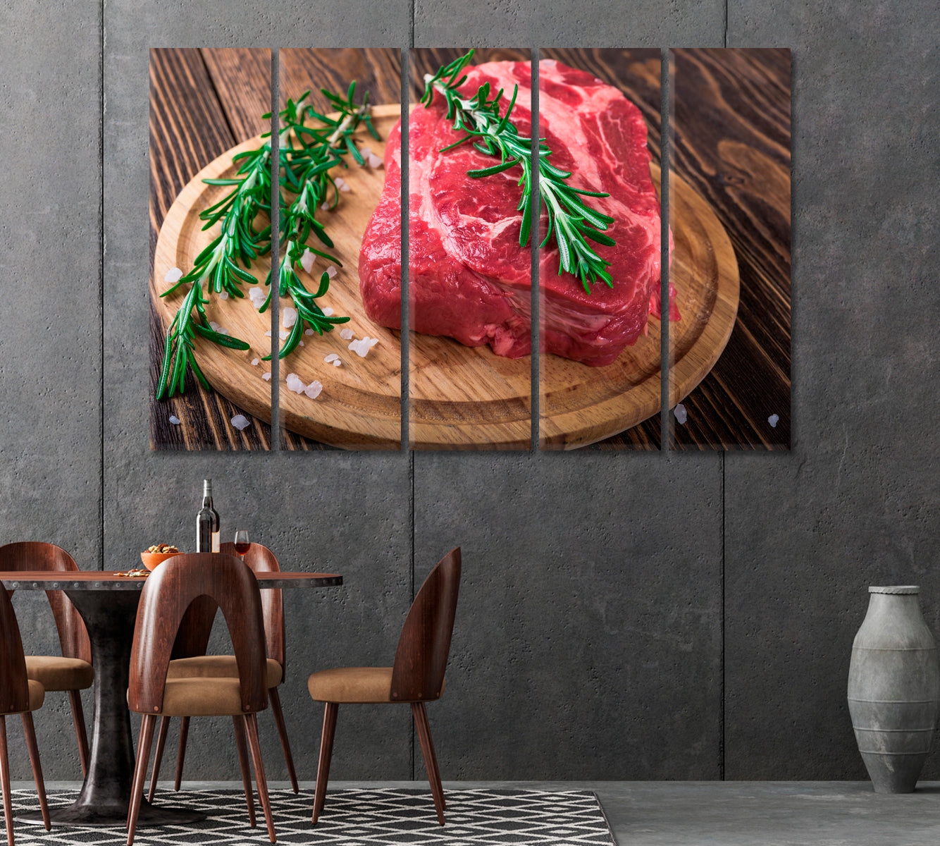 Raw Beef Steak with Rosemary Canvas Print-Canvas Print-CetArt-1 Panel-24x16 inches-CetArt