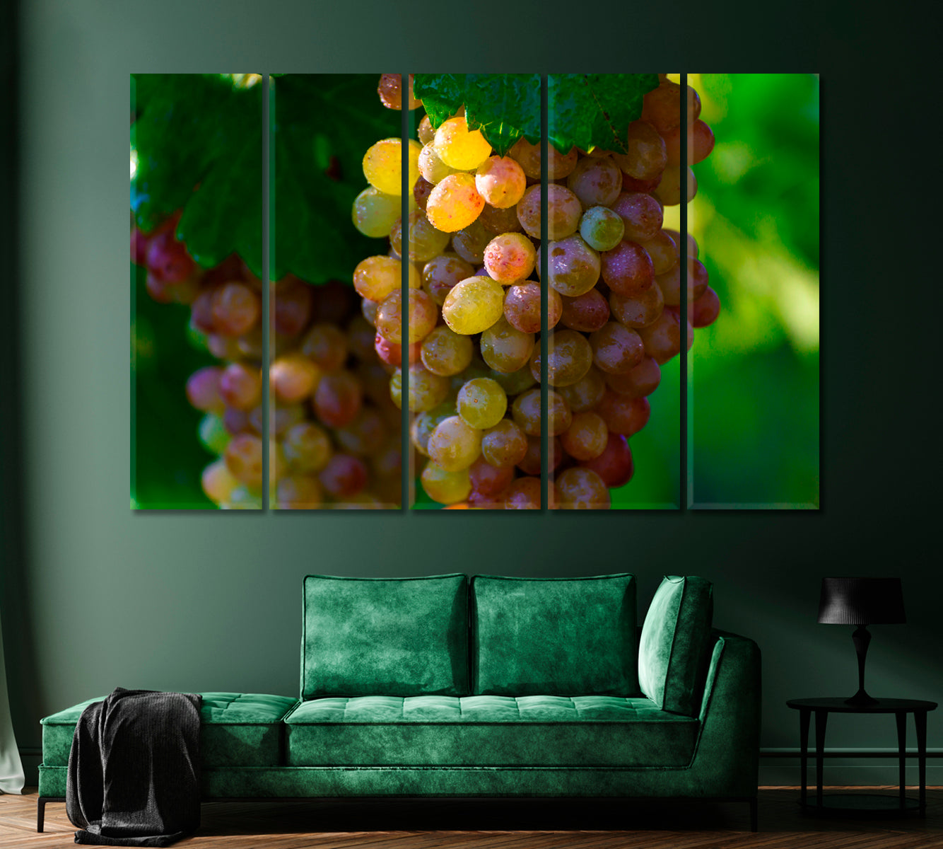Morning Dew with Sunbeams on Bunches Grapes Canvas Print-Canvas Print-CetArt-1 Panel-24x16 inches-CetArt