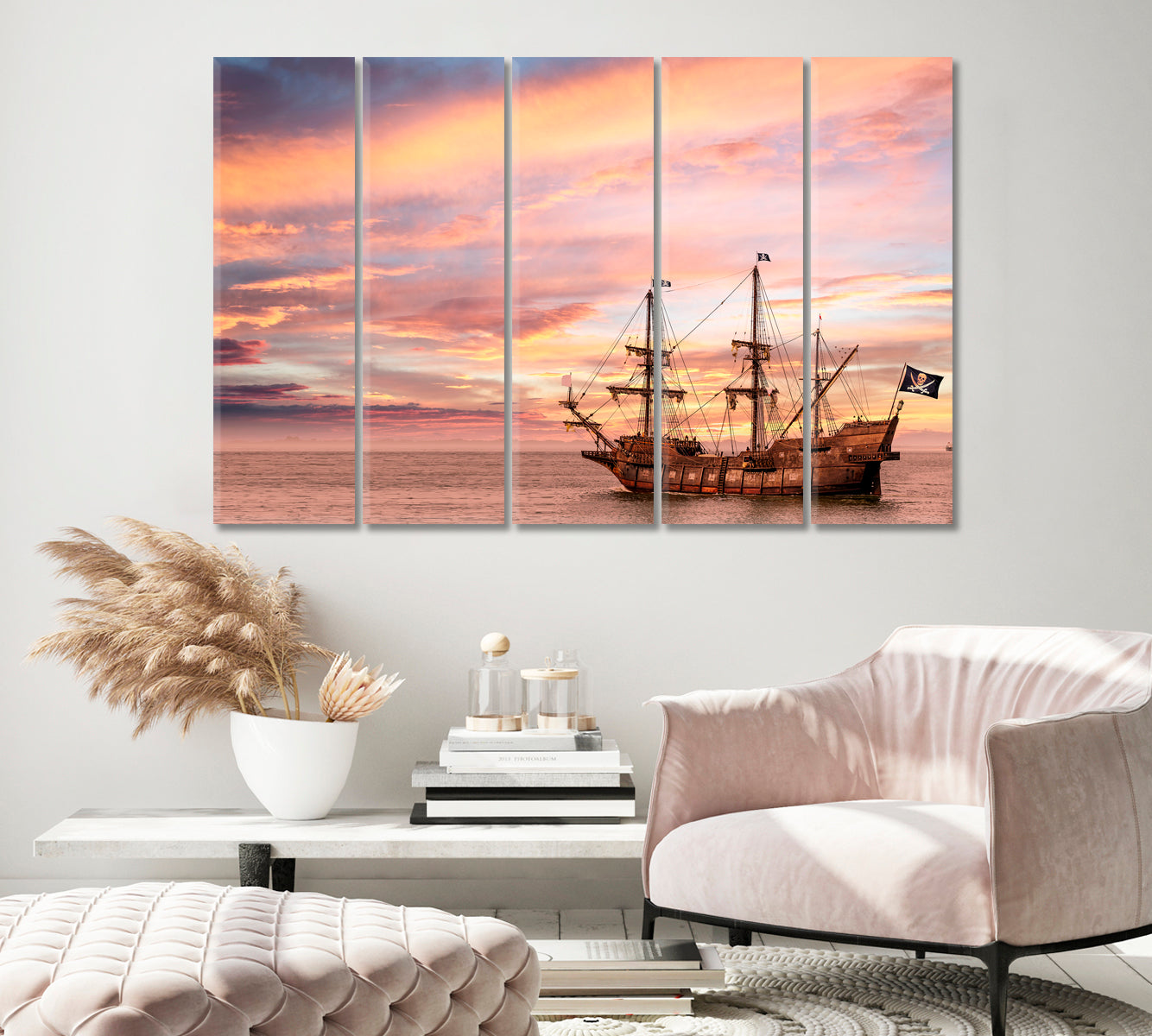 Vintage Pirate Ship Canvas Print-Canvas Print-CetArt-1 Panel-24x16 inches-CetArt