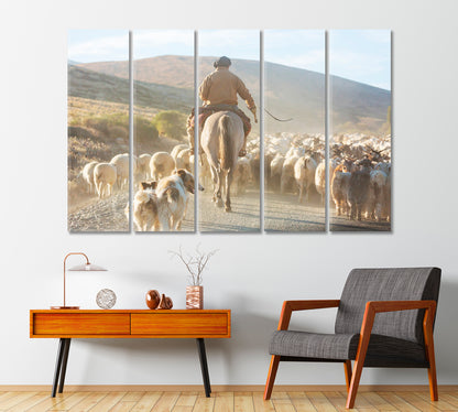 Gauchos Herding a Herd of Goats Canvas Print-Canvas Print-CetArt-1 Panel-24x16 inches-CetArt