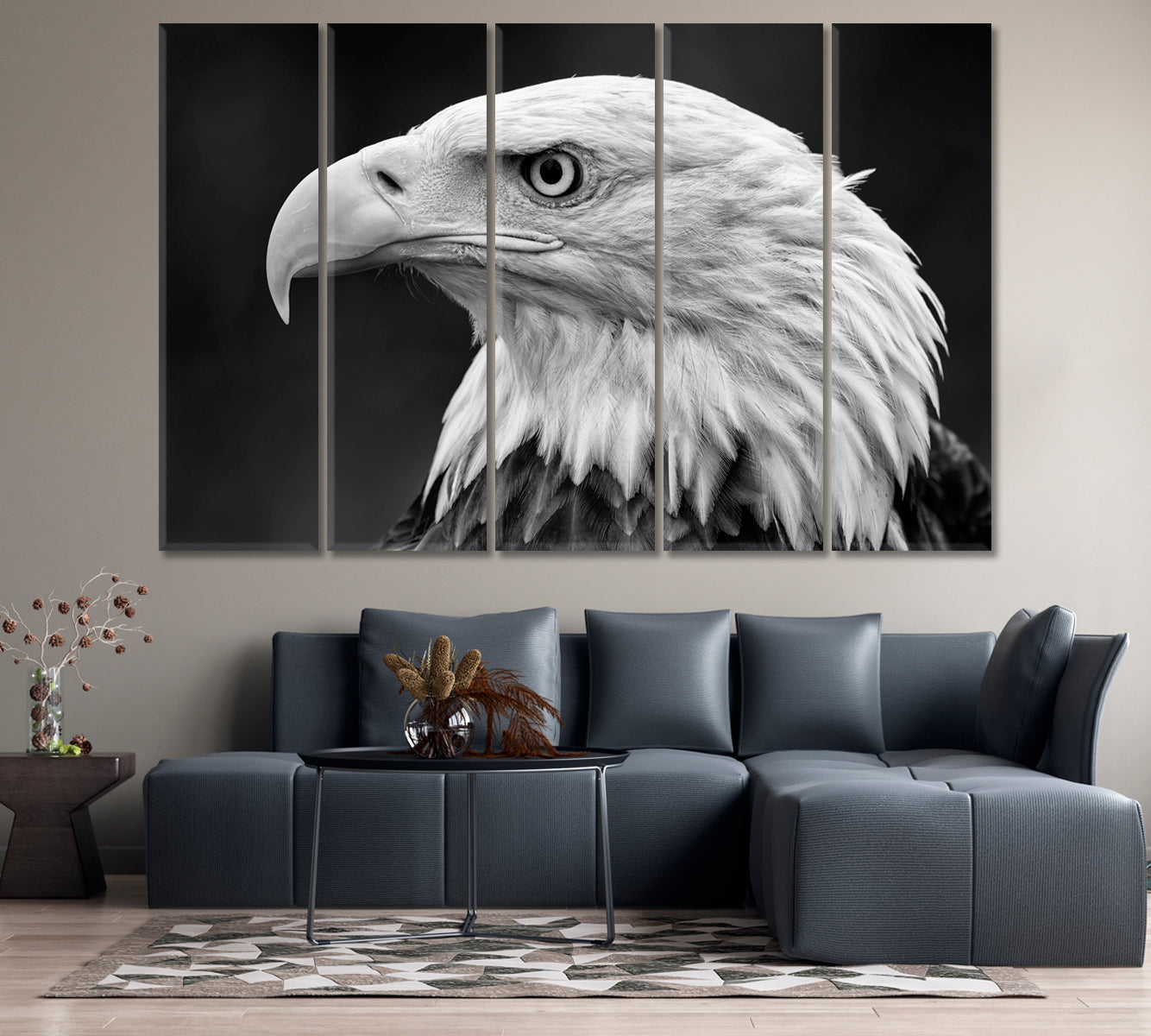 Bald Eagle Portrait in Black and White Canvas Print-Canvas Print-CetArt-1 Panel-24x16 inches-CetArt