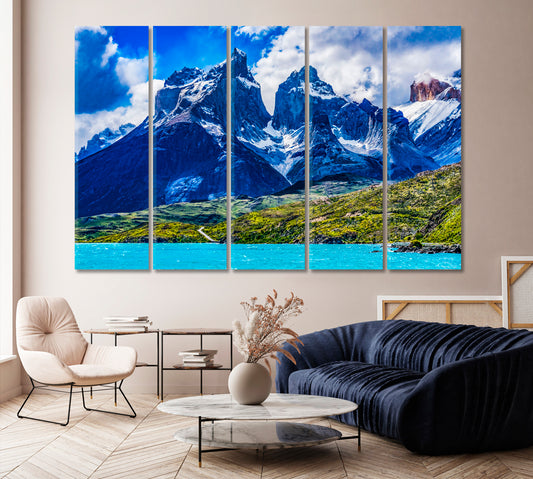 Three Granite Mountains in Torres del Paine National Park Patagonia Canvas Print-Canvas Print-CetArt-1 Panel-24x16 inches-CetArt