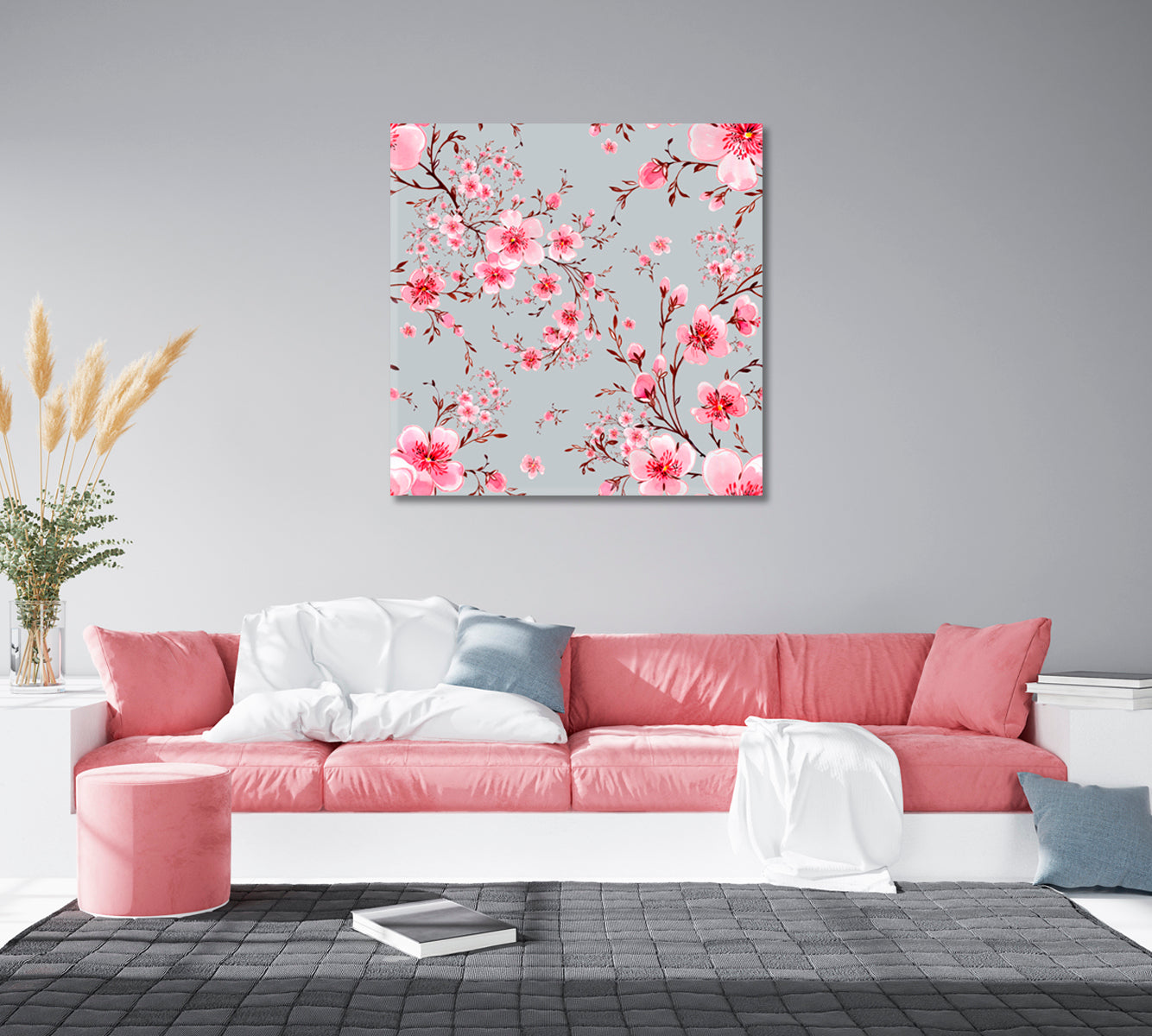 Abstract Beautiful Pink Flowers Canvas Print-Canvas Print-CetArt-1 panel-12x12 inches-CetArt