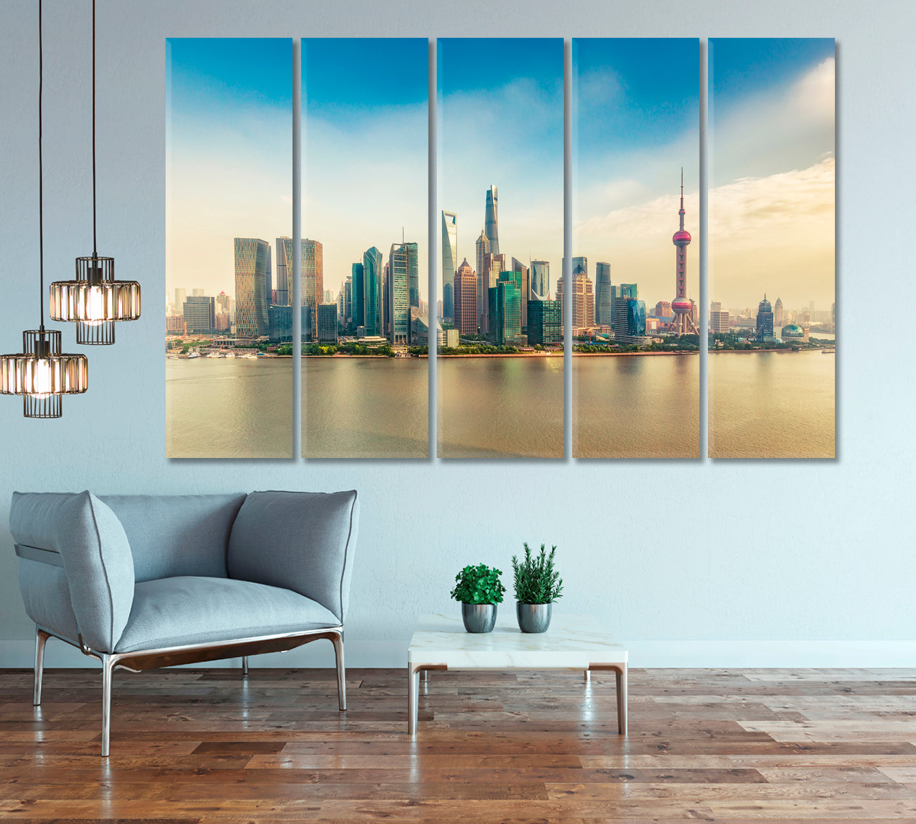 Shanghai Skyline with Skyscrapers and Huangpu River China Canvas Print-Canvas Print-CetArt-1 Panel-24x16 inches-CetArt