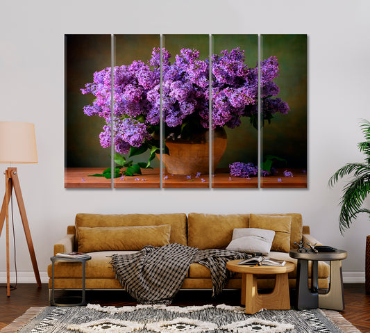 Still Life Violett Lilacs Flowers Canvas Print-Canvas Print-CetArt-1 Panel-24x16 inches-CetArt