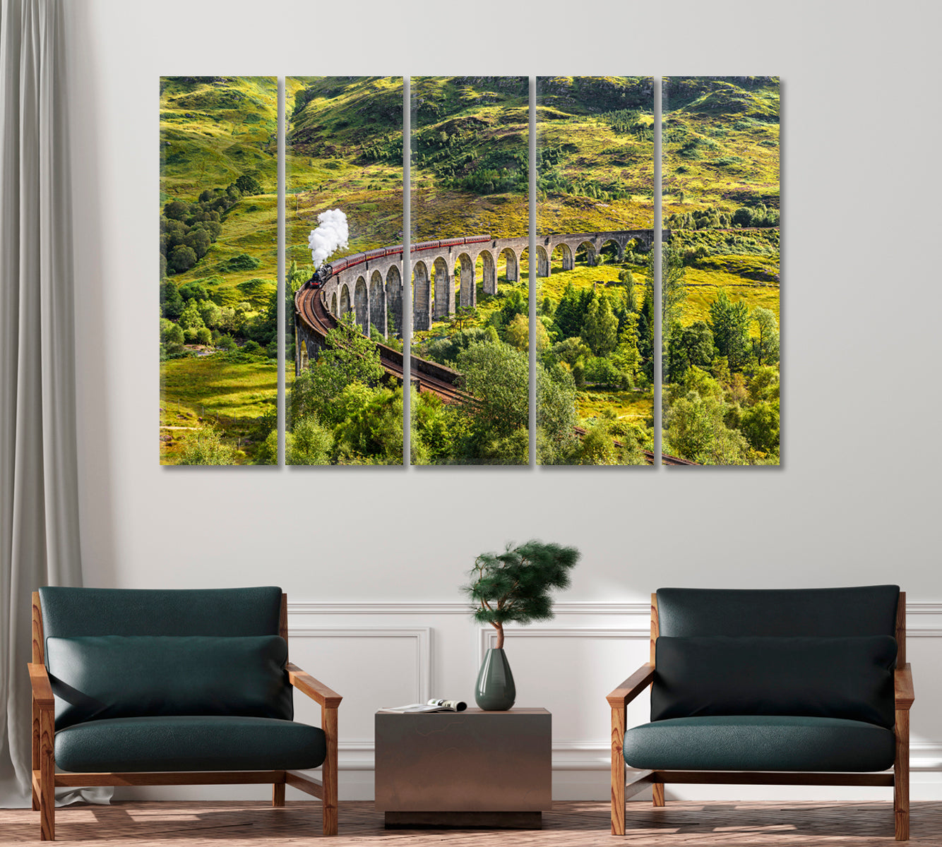 Glenfinnan Viaduct with Jacobite Steam Train Scotland Canvas Print-Canvas Print-CetArt-1 Panel-24x16 inches-CetArt