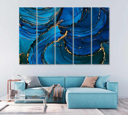 Natural Luxury Abstract Stormy Waves Canvas Print-Canvas Print-CetArt-5 Panels-36x24 inches-CetArt