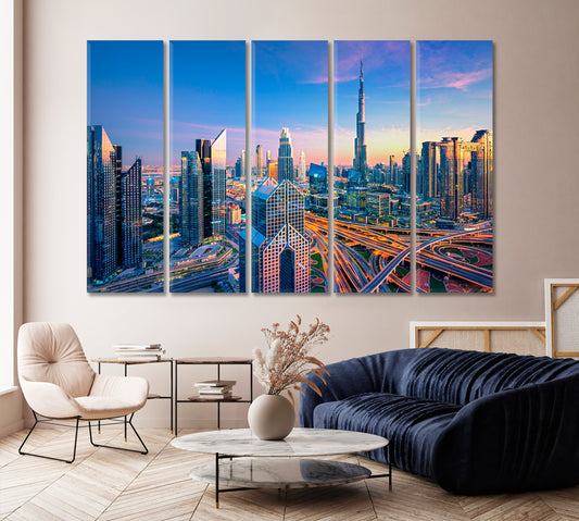 Dubai Amazing City Skyline at Sunset United Arab Emirates Canvas Print-Canvas Print-CetArt-1 Panel-24x16 inches-CetArt