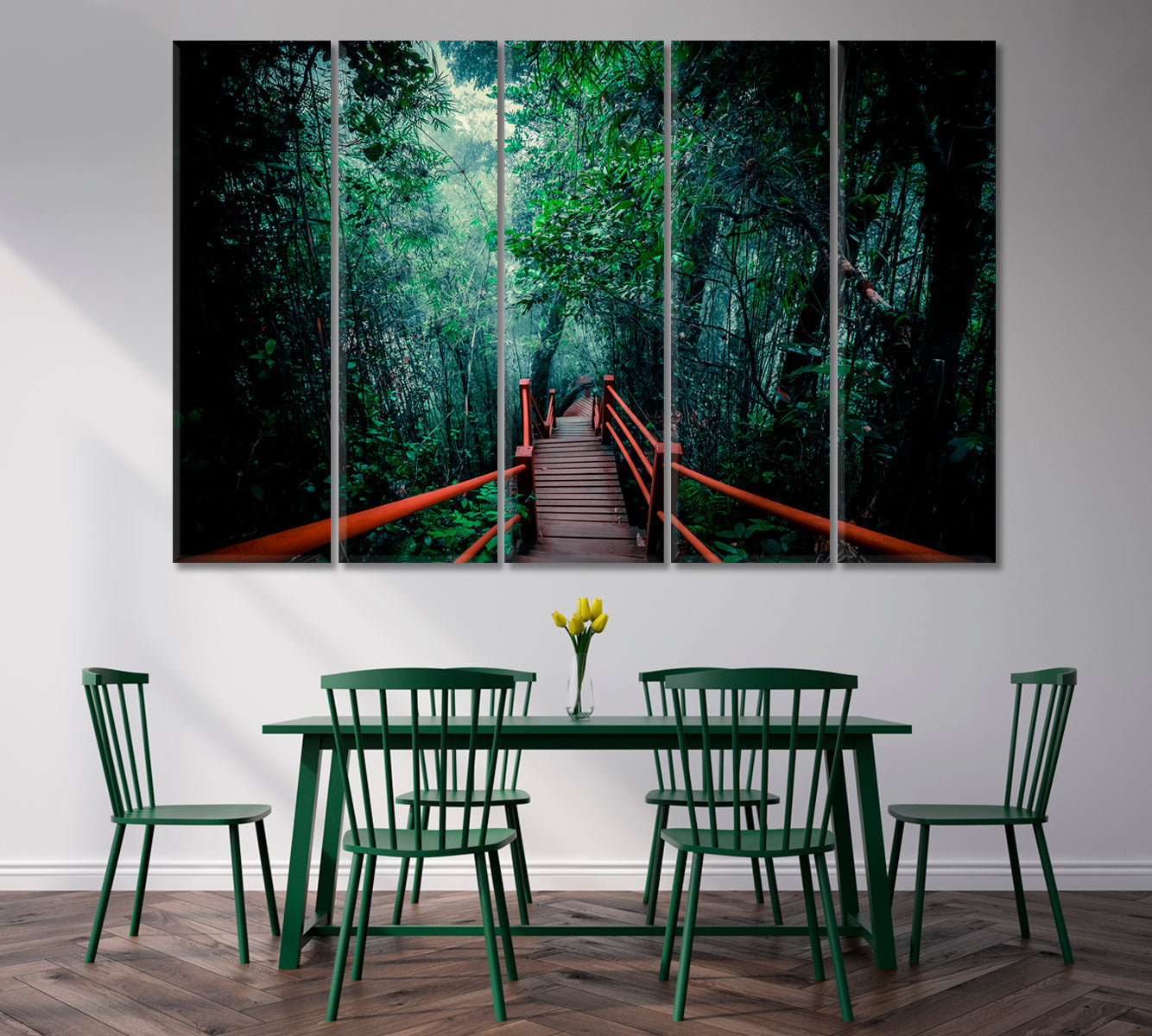 Wooden Bridge in Mystical Foggy Forest Canvas Print-Canvas Print-CetArt-1 Panel-24x16 inches-CetArt