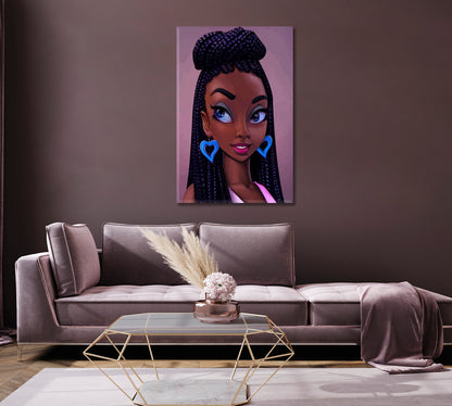 Colorful Portrait of Beautiful African Woman Canvas Print-Canvas Print-CetArt-1 panel-16x24 inches-CetArt