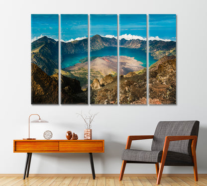 Mount Rinjani Gunung Rinjani Volcanic Mountain with Crater Lake Canvas Print-Canvas Print-CetArt-1 Panel-24x16 inches-CetArt