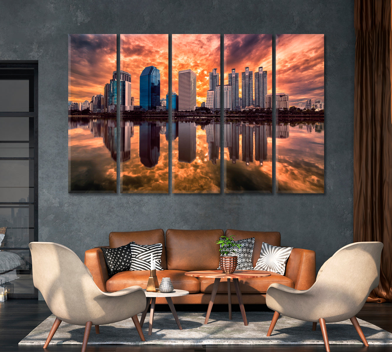 Morning Bangkok Skyline Thailand Canvas Print-Canvas Print-CetArt-1 Panel-24x16 inches-CetArt