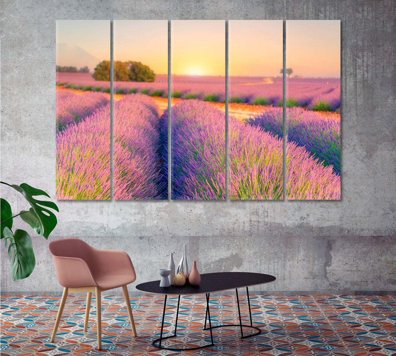 Sunrise over Lavender Fields Provence France Canvas Print-Canvas Print-CetArt-1 Panel-24x16 inches-CetArt