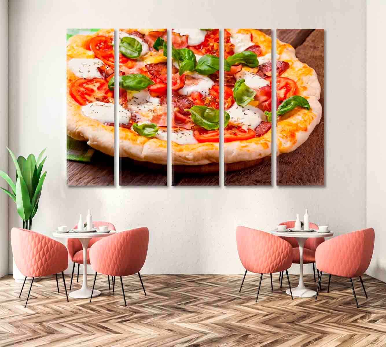 Pizza with Salami and Tomato Canvas Print-Canvas Print-CetArt-1 Panel-24x16 inches-CetArt