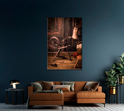 Authentic Old Spinning Wheel Canvas Print-Canvas Print-CetArt-1 panel-16x24 inches-CetArt