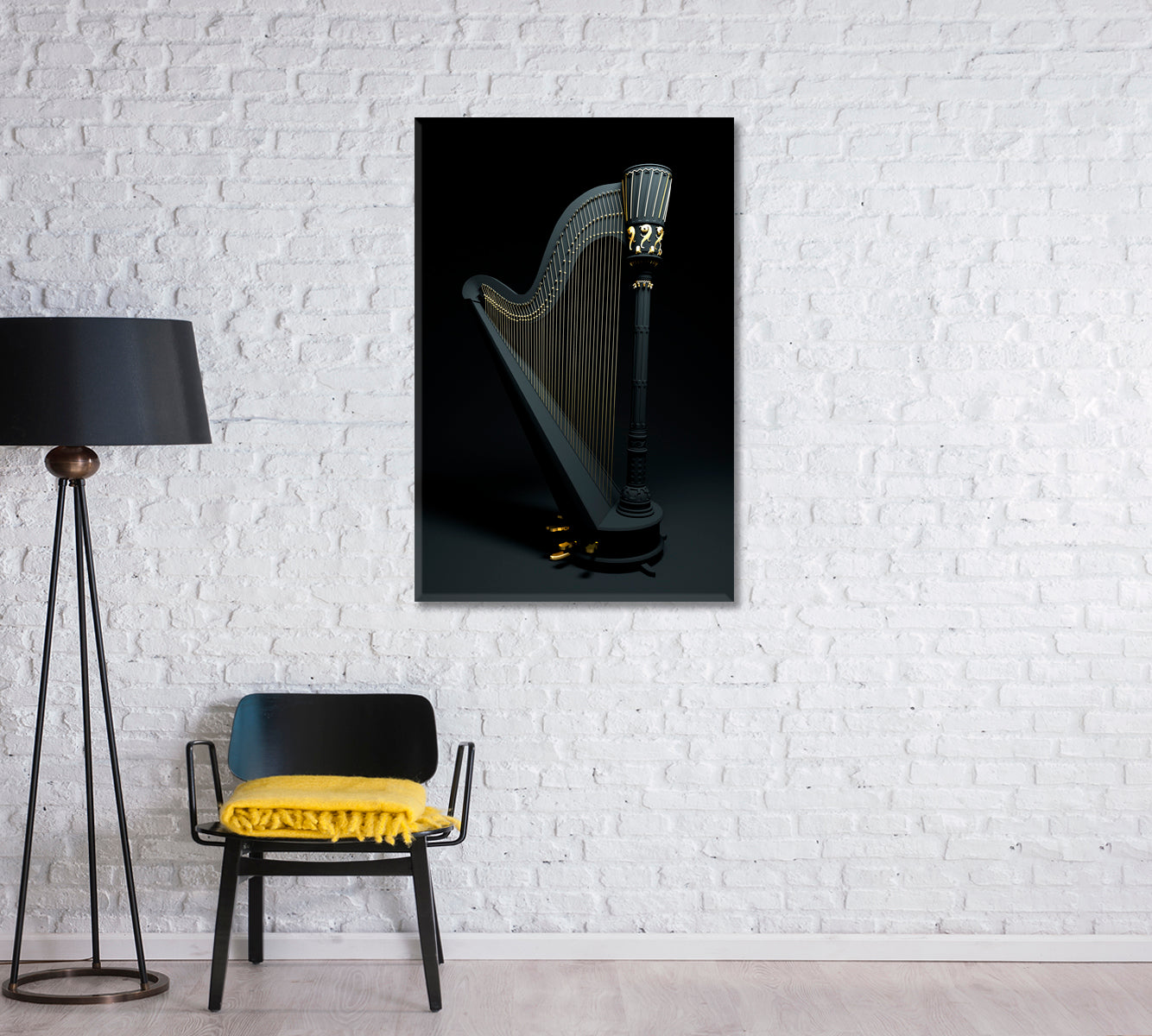 Black Harp Canvas Print-Canvas Print-CetArt-1 panel-16x24 inches-CetArt