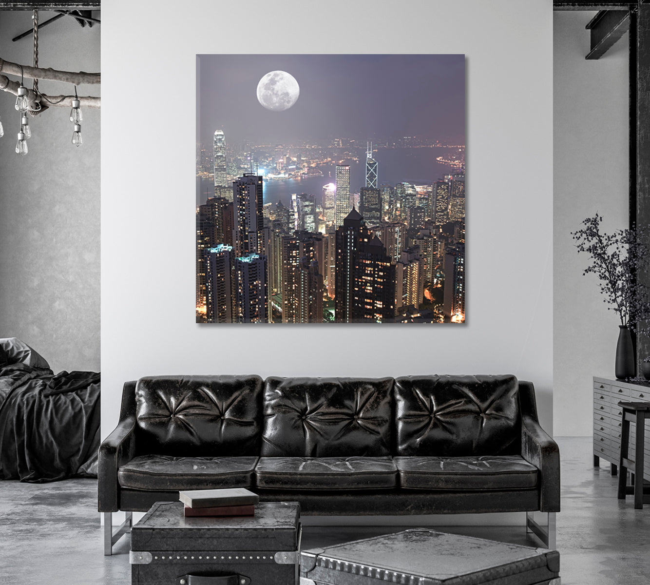 Skyline of Hong Kong City Canvas Print-Canvas Print-CetArt-1 panel-12x12 inches-CetArt