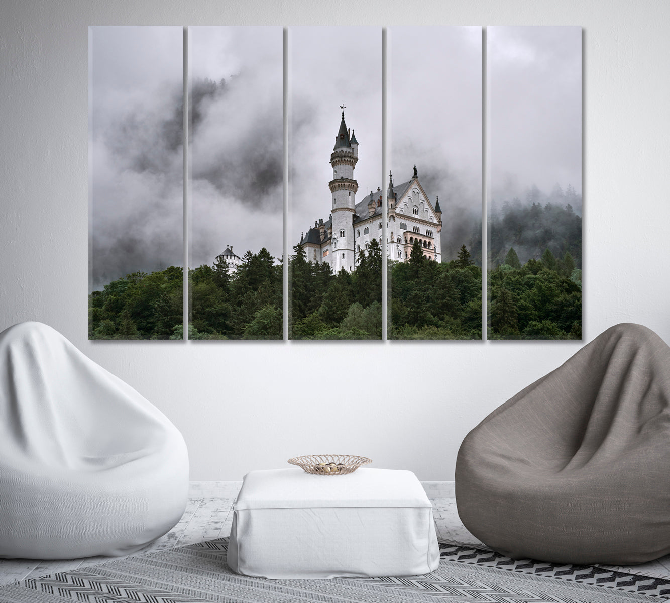 Neuschwanstein Castle on Foggy Day Canvas Print-Canvas Print-CetArt-1 Panel-24x16 inches-CetArt